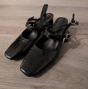 Black Patent Mary Jane Slingback Heels